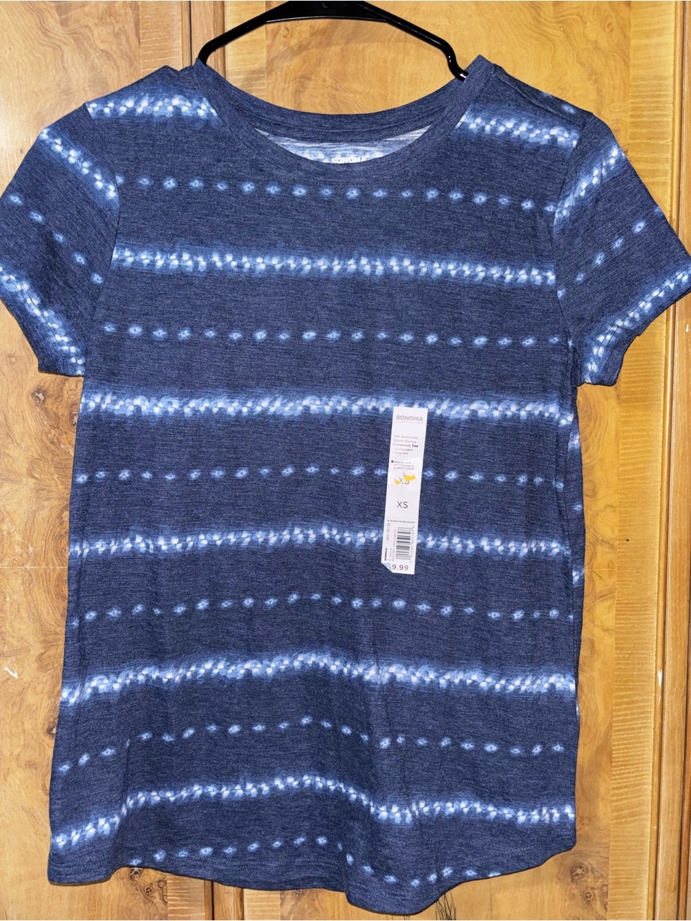 Navy Blue Tie-Dye Stripe Tee size XS